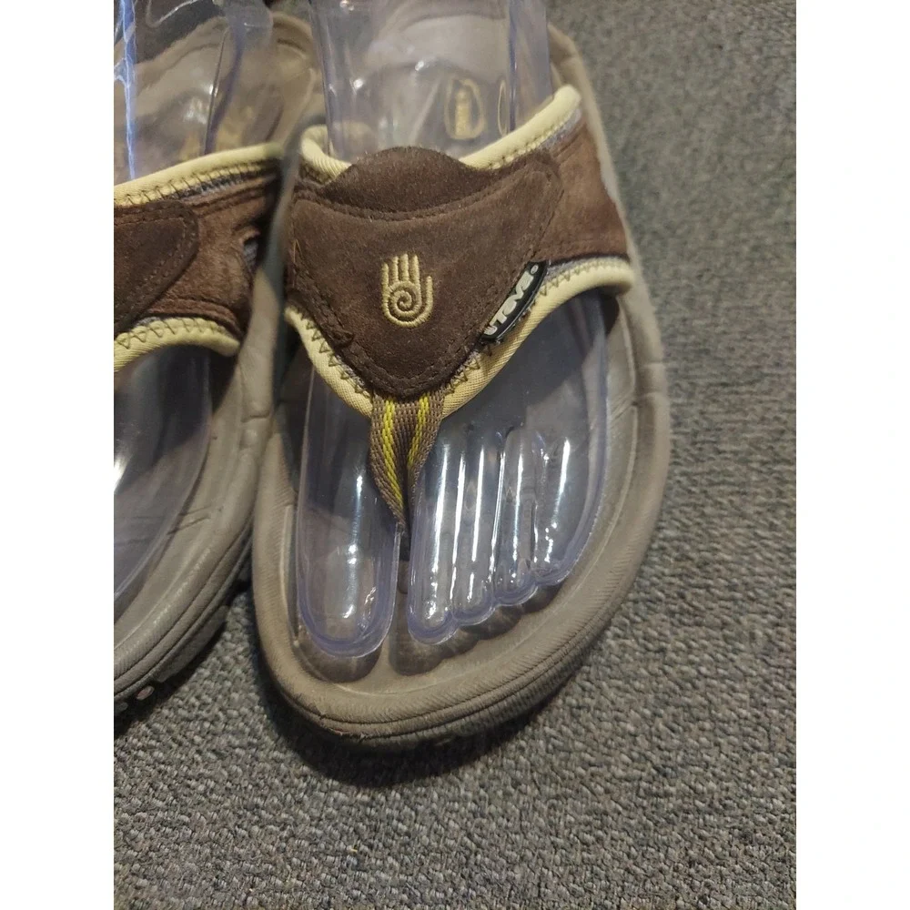 Teva Mens 8 Suede Thong Flip Flops Sandals Outdoor Toe Post Leather Brown Pool